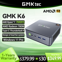 GMKtec Mini Pc GMK K6 AMD Ryzen7 R7 7840HS NUCBOX Design of dual fan system Window11 Pro AMD Radeon™ 780M Type-C Thunderbolt 4.0