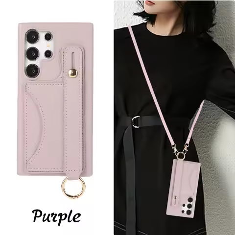 Wrist Strap With Card Holder Crossboby Phone Case for Samsung Galaxy S24 S22 Ultra Plus S23 FE A15 A25 A35 A55 A24 A34 A54 A14