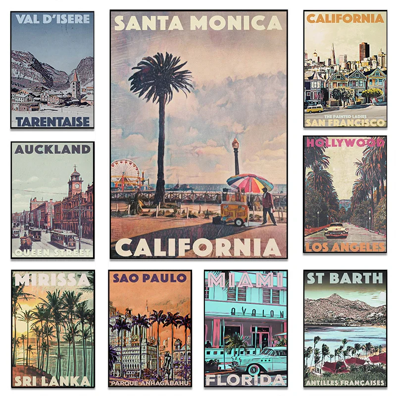 خمر مدينة السفر سان فرانسيسكو أوكلاند طبيعة المشهد المشارك حائط لوح رسم الفن صور ديكور المنزل النوم غرفة نوم #1