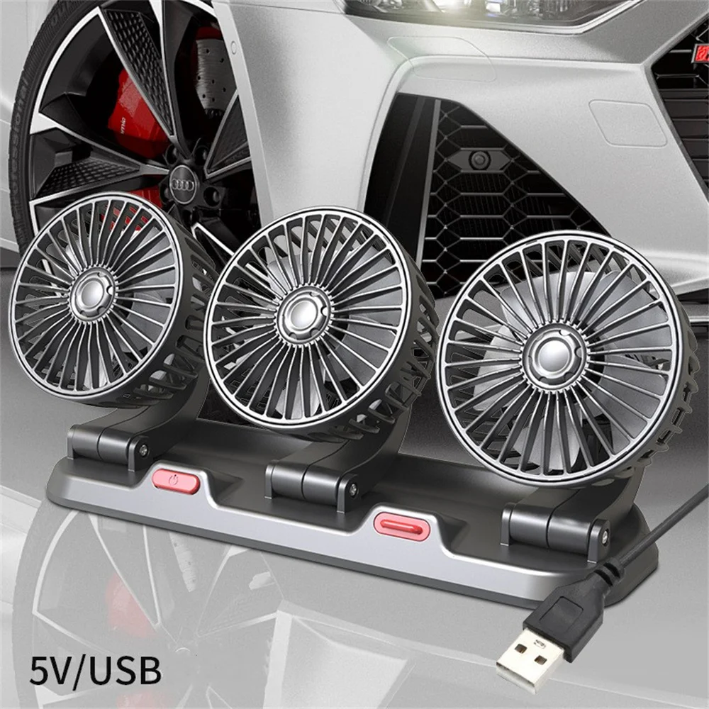 Auto Ventilator 360 ° Verstelbare 3 Hoofd Lucht Ventilator Auto Elektrische Ventilator Usb/12V/24V Ventilator 2 Snelheden Auto Stille Ventilator Voor Thuis Bureau Kantoor & Auto
