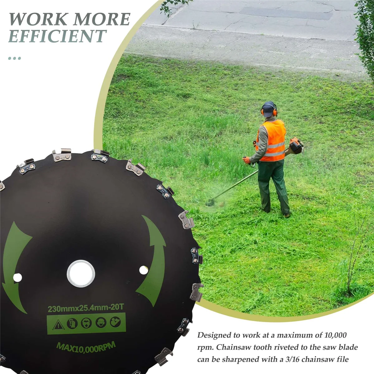 Chain Saw Tooth Mower Lâmina, 20 Dentes Chainsaw, cortador de escova, Heavy Duty para Gás, Aparador elétrico, Jardim, B, 9"