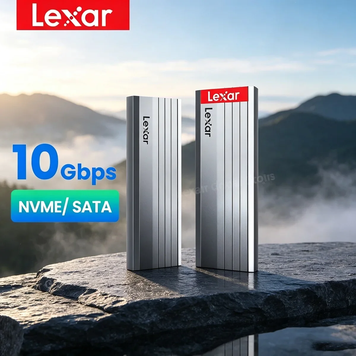 Lexar Compatible with M and B+M NVMe Case E300 Aluminum Alloy Enclosure USB 3.2 Gen 2 10Gbps Supports NVMe Dual Protocol
