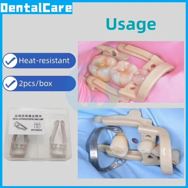 2pcs/box Dental-extension dental dam clamp clip short and long style tooth filling resin rubber dam clips