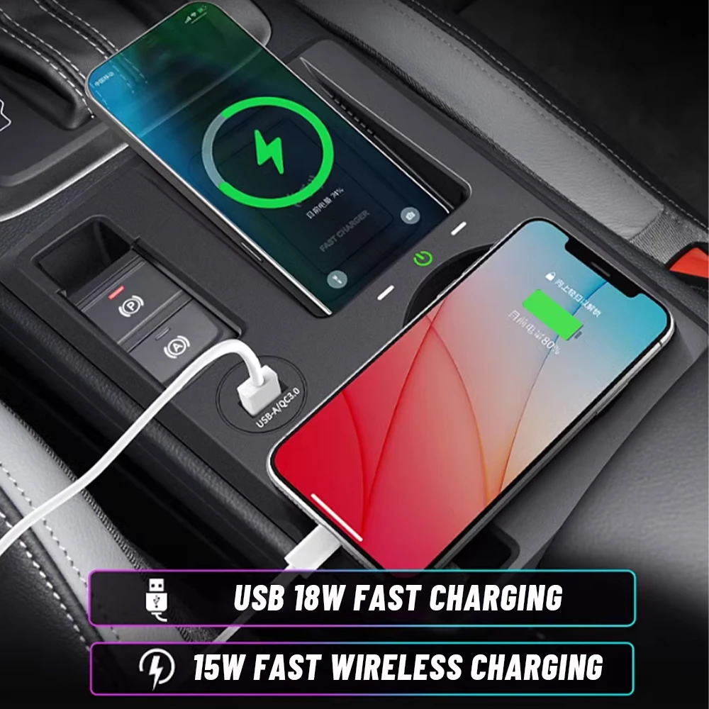 Plug And Play Phone charger For Audi Q3 2019 2020 2021 2022 wireless charging mobile Mount Holder center console Interior Trim