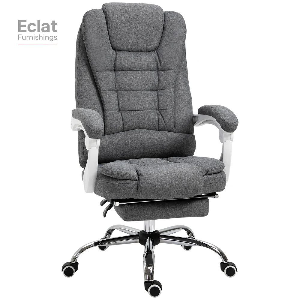

Vinsetto Executive Office Chair with Footrest, Linen-Fabric Computer Chair,Computer game chair, furniture,