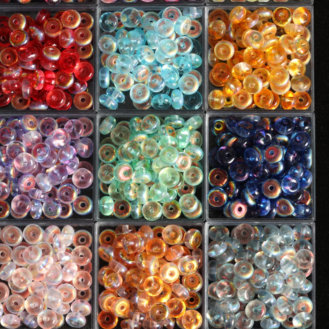 3x6mm Transparent AB Iridescent Aurora Glass Flat Wheel Abacus Beads Loose Spacer Beads For DIY Handmade Jewelry Making