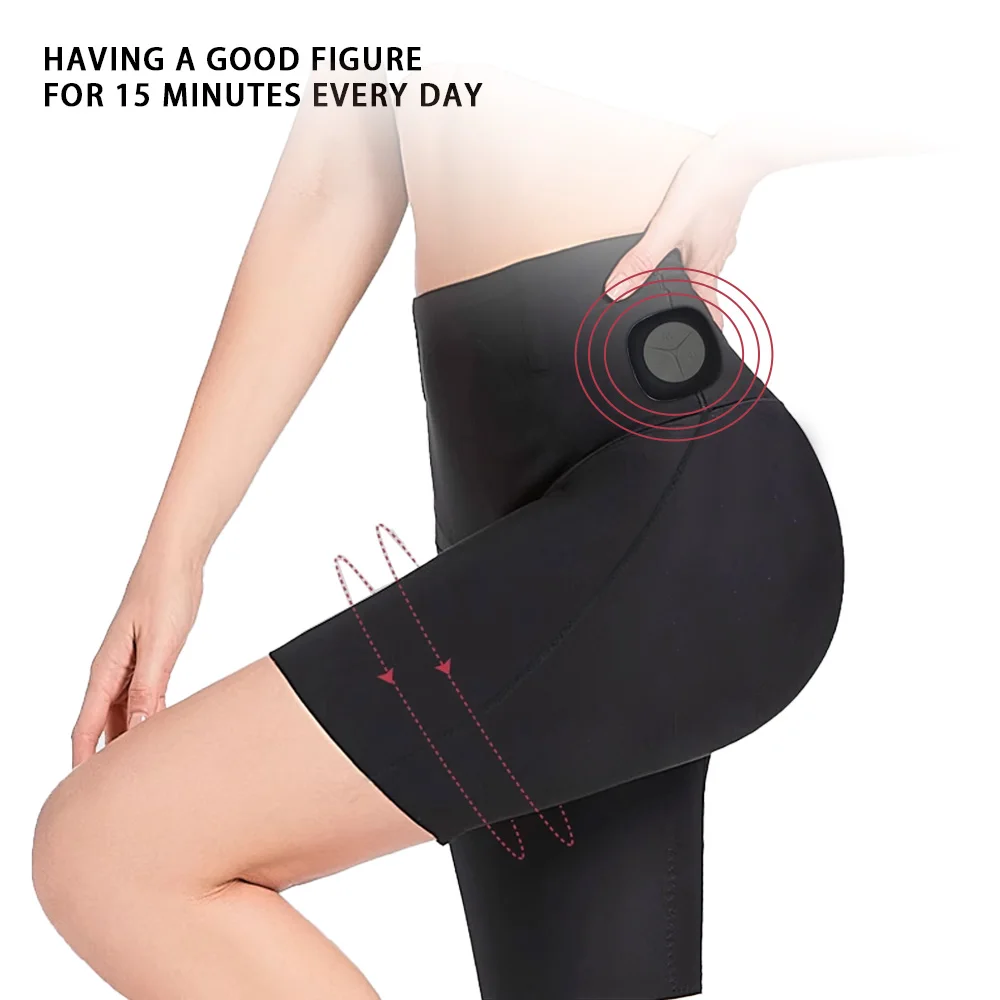 6-Modi Smart MicroCurrent EMS Shaping Yoga-Shorts mit EMS-Stimulator, wiederaufladbar, elastisch, für Gesäß, Training, Fitnesshose