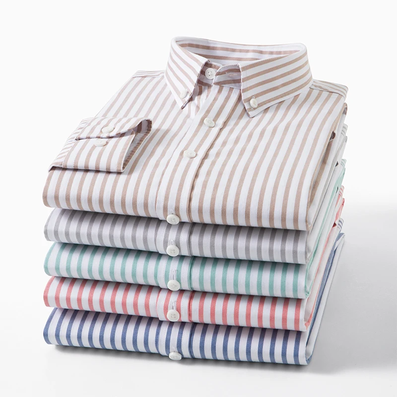 

Hight quality Lyocell striped long sleeve shirts for men casual trends fashion cotton tops soft korean elegant clothes