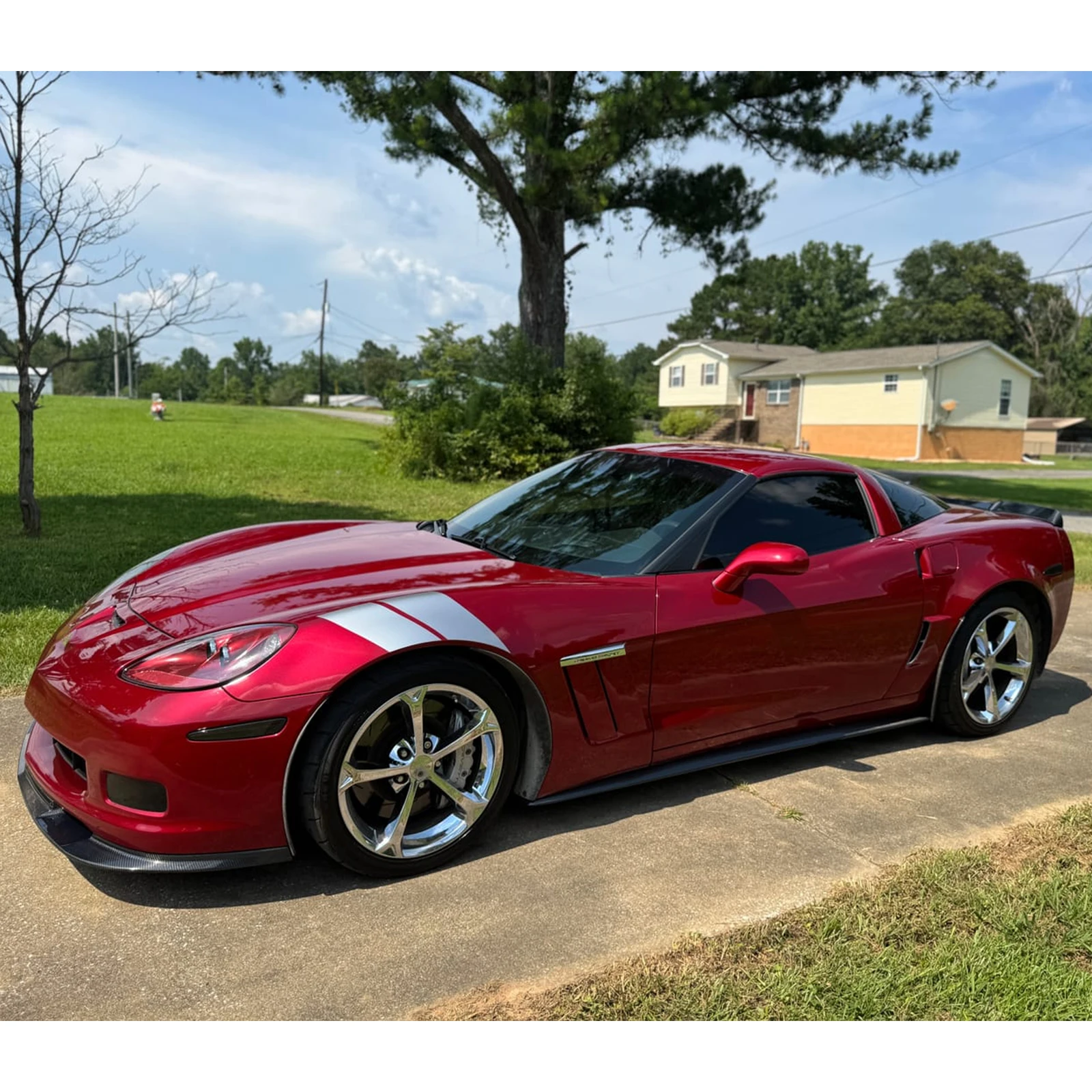 For 2005-2013 Corvette C6 Z06 ZR1 Grand Sport Wide Body Side Skirts Extension&Mud Flaps Fender Rocker Panel Bodykit Carbon Look