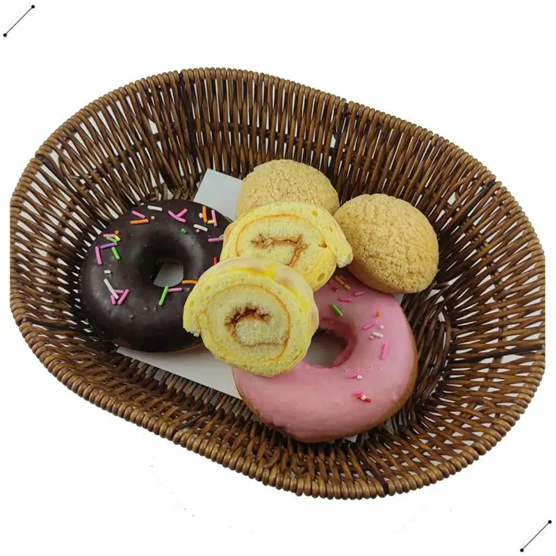 Wicker Bread Basket, Tabletop Food Serving Trays, Handwoven Storage Basket Bin For Fruit In Home Restaurant & Bakery