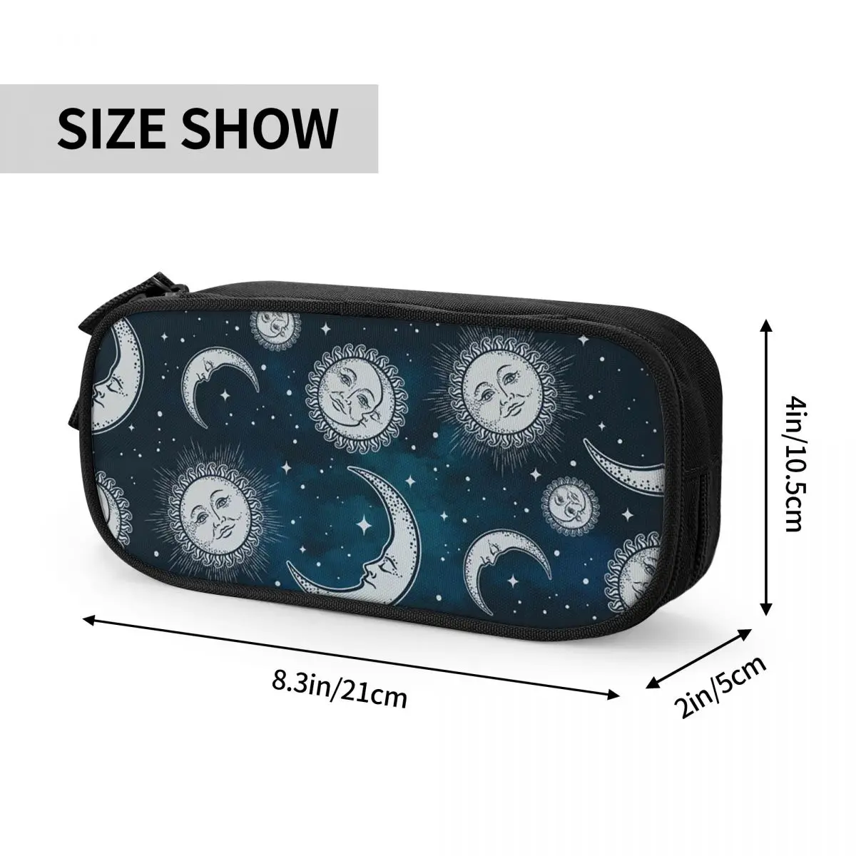 Celestial Mystic Esoteric Magic Sun Moon Pencil Cases for Students School Pen Box Pencil Bag Large Capacity Pencil Pouch