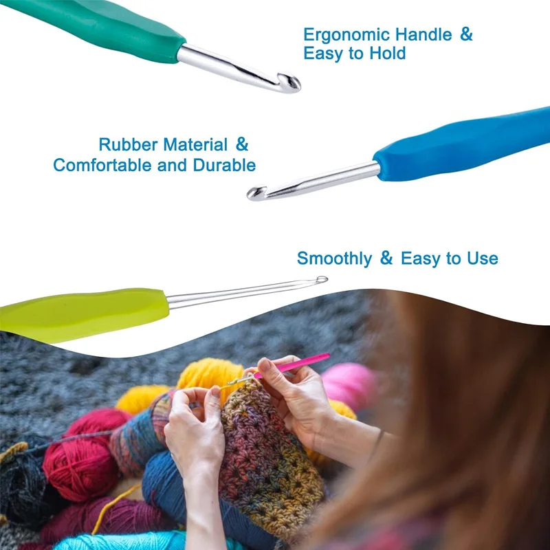 27/45/53Pcs Crochet Hook Set Soft Grip Handles Knitting Needles With Large-Eye Blunt Needles Stitch Marker For Arthritic Hands