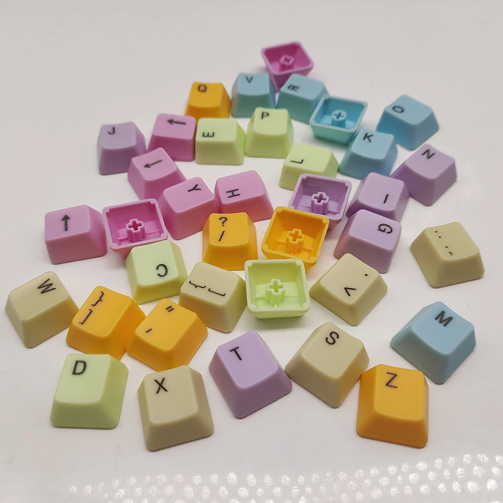 37 keys/Set Light Color Positive Side Rainbow Keys Caps Cherry MX Cross Axis Mechanical Keyboard PBT Transparent Keycap