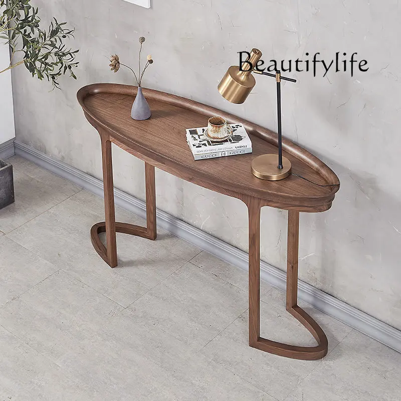 New Chinese Style Black Walnut Solid Wood Console Tables Nordic Style a Long Narrow Table Modern Minimalist Entrance Foyer Table