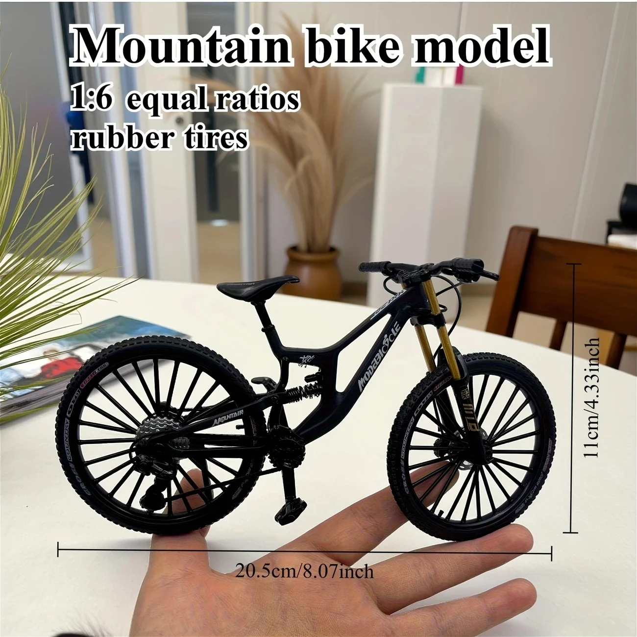 1:6 Scale Alloy Mountain Bike รุ่นสมจริงเกียร์ของเล่นด้านหน้าและด้านหลังโช้คอัพสําหรับผู้ที่ชื่นชอบจักรยาน