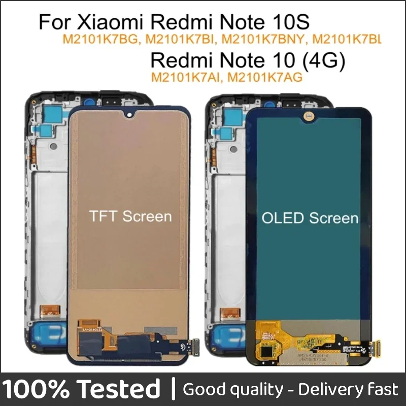 

TFT LCD For Xiaomi Redmi Note 10 4G LCD with Frame M2101K7AG Touch Panel Screen Digitizer For Redmi Note 10S Display M2101K7A