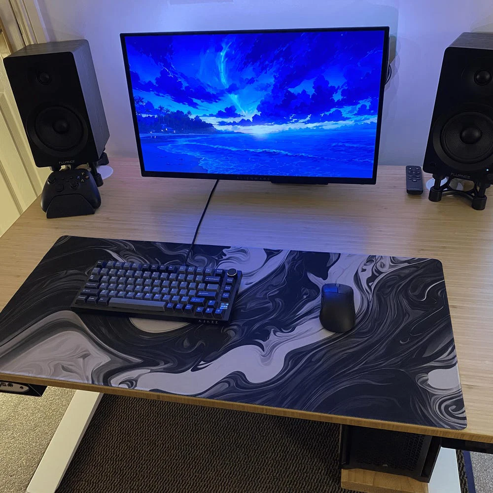

Liquid Black Mouse Pad 900x400/800x300 Gamer Mouse Pad Stitched Edges Speed and Control Gaming Accessories Nonslip Rubber Base