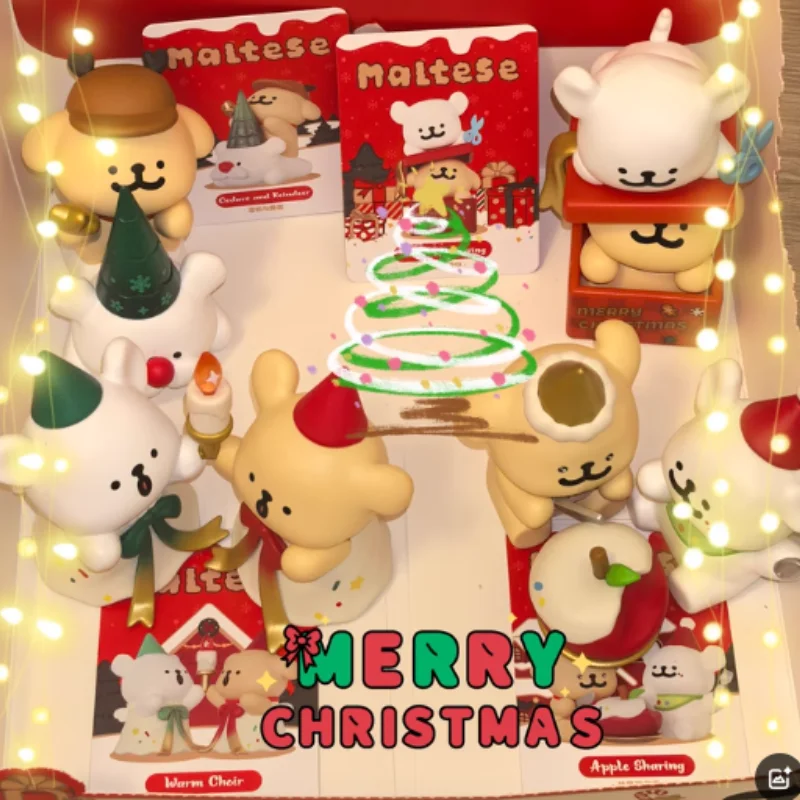 New Maltese Line Puppy Christmas Series Blind Box Fashion Play Cute Doll Tabletop Decoration Mystery Box New Year/Christmas Gift