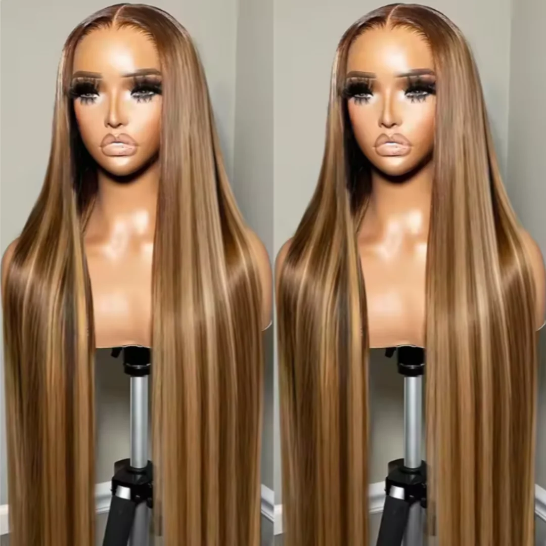 4/27 mel loira destaque perucas de cabelo humano perucas de renda transparente 13x6 perucas dianteiras do laço 180% em linha reta perucas de cabelo humano peruca colorida