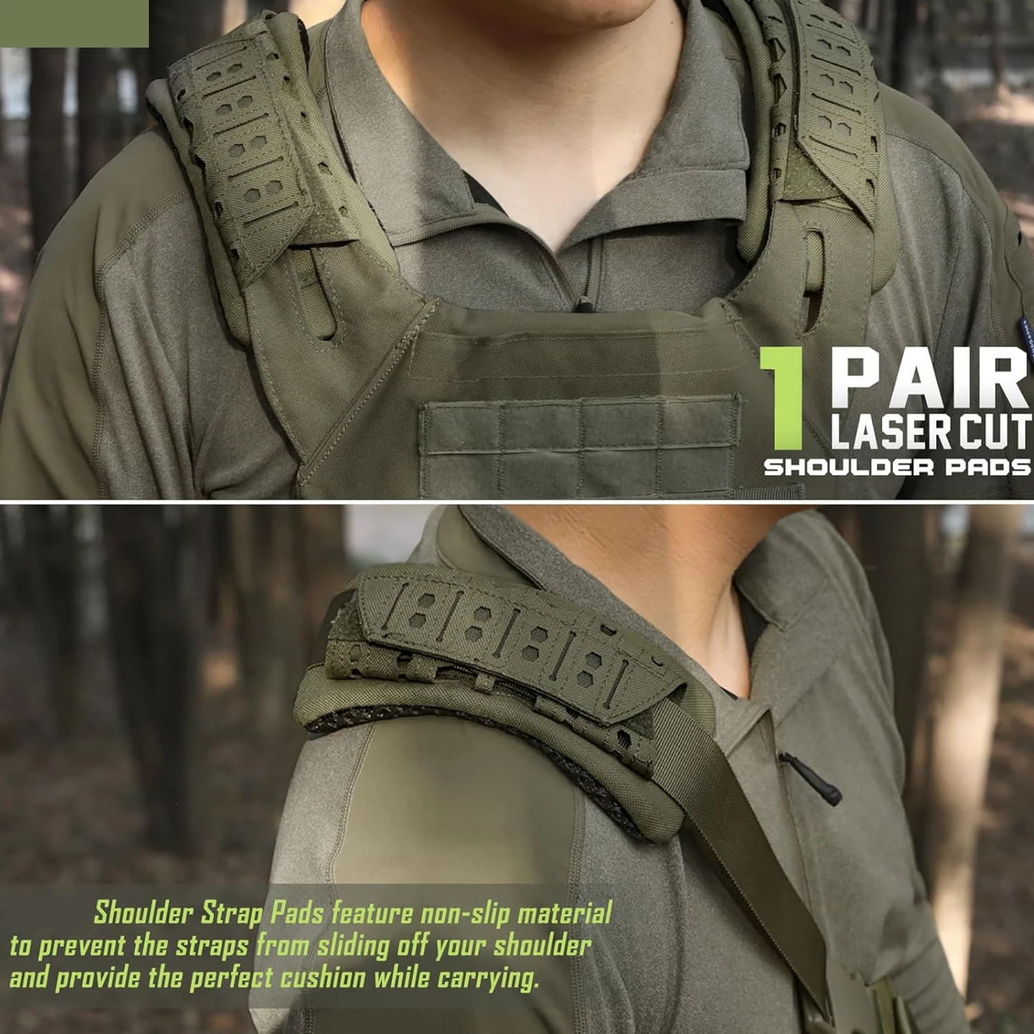 1/2 Stück Taktisches Schulterpolster, Rutschfester Atmungsaktiver EVA-Schaum Outdoor Wanderrucksack-Schulterschutz für Männer – Detail 10