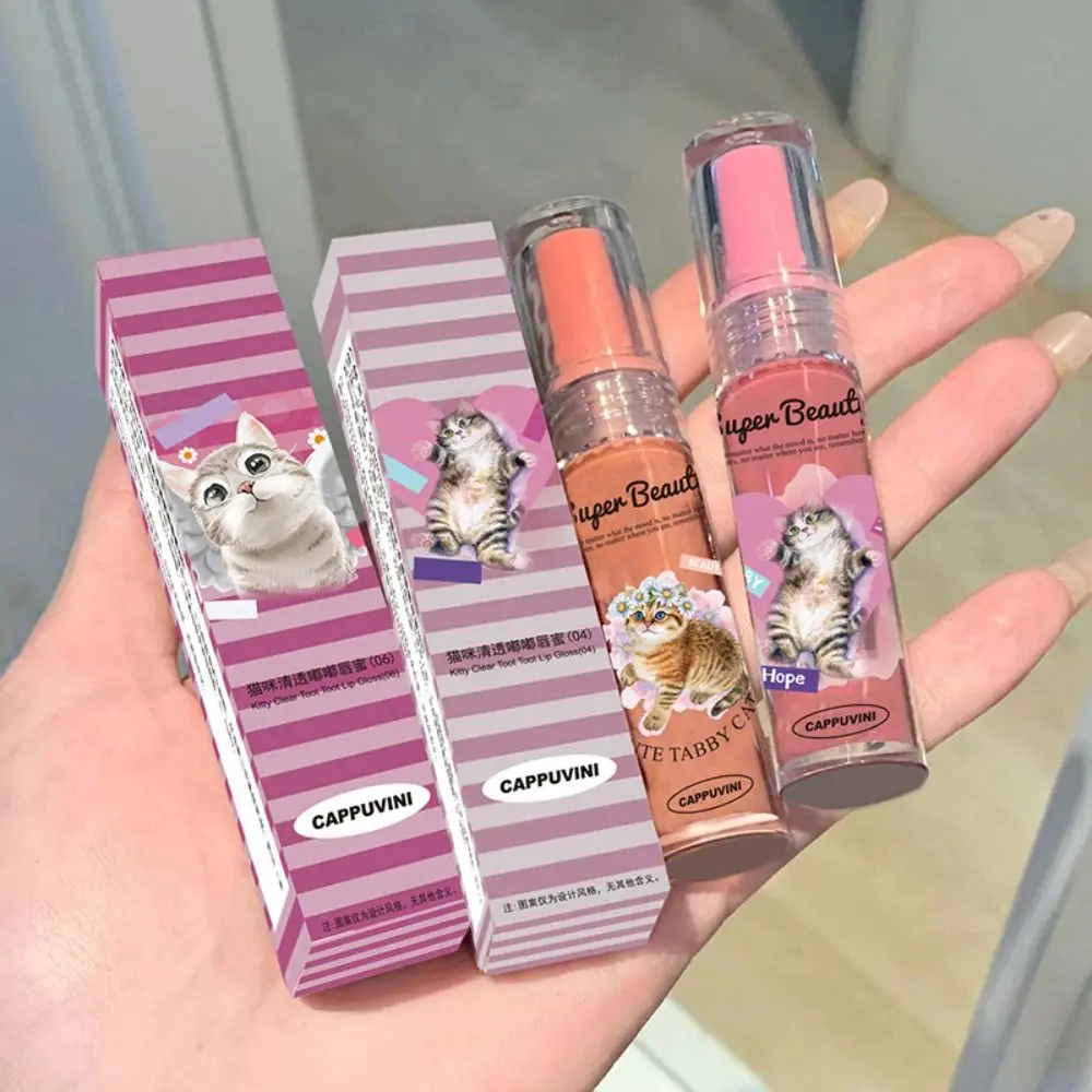 Brillo de labios de agua de espejo transparente Kawaii, brillo de labios de gelatina impermeable de alto brillo, brillo de labios hidratante, vidrio de asting largo L, maquillaje de aceite de labios