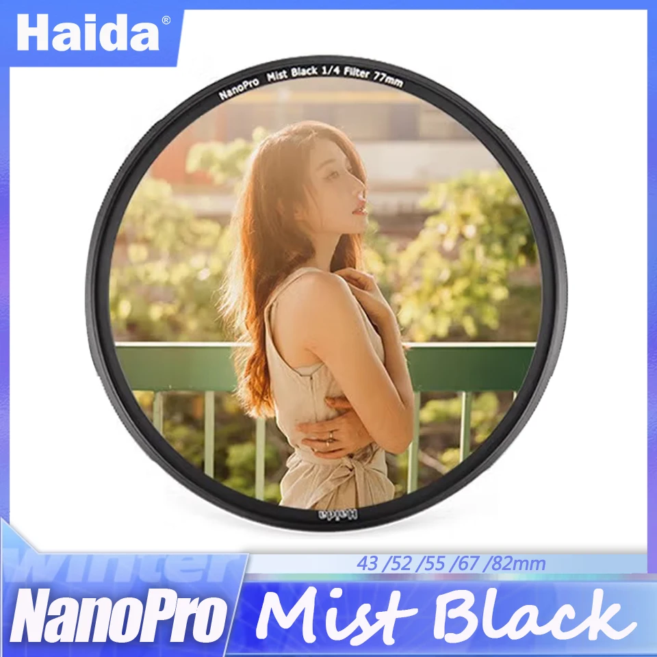 Haida NanoPro Black Mist Filter 1/4 1/8 Round Soft Focus Filter Hazel Fantasy for Camera Portrait Photography Sony A7RIII Canon