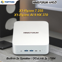 MINISFORUM AI X1 370 255 Mini PC AMD Ryzen AI 9 HX 370 Radeon Ryz7 255 OCuLink 2xUSB4 Dual Speaker WiFi7 Gaming Desktop Computer