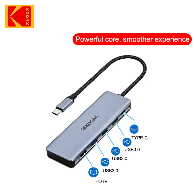 KODAK T344 USB-C HUB 6-in-1&M.2 Type-C Various smart devices with USB interface, SD/TF Card Reader with USB 3.0, USB 2.0