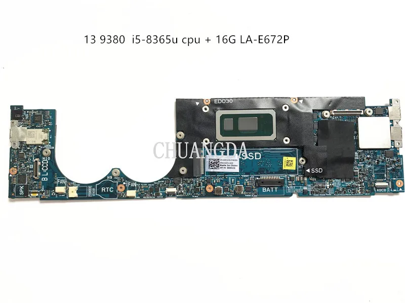 For Dell XPS 13 9380 Motherboard i5- I7  Memory in-built 0XDVJ0 CN-0XDVJ0 EDO30 LA-E672P