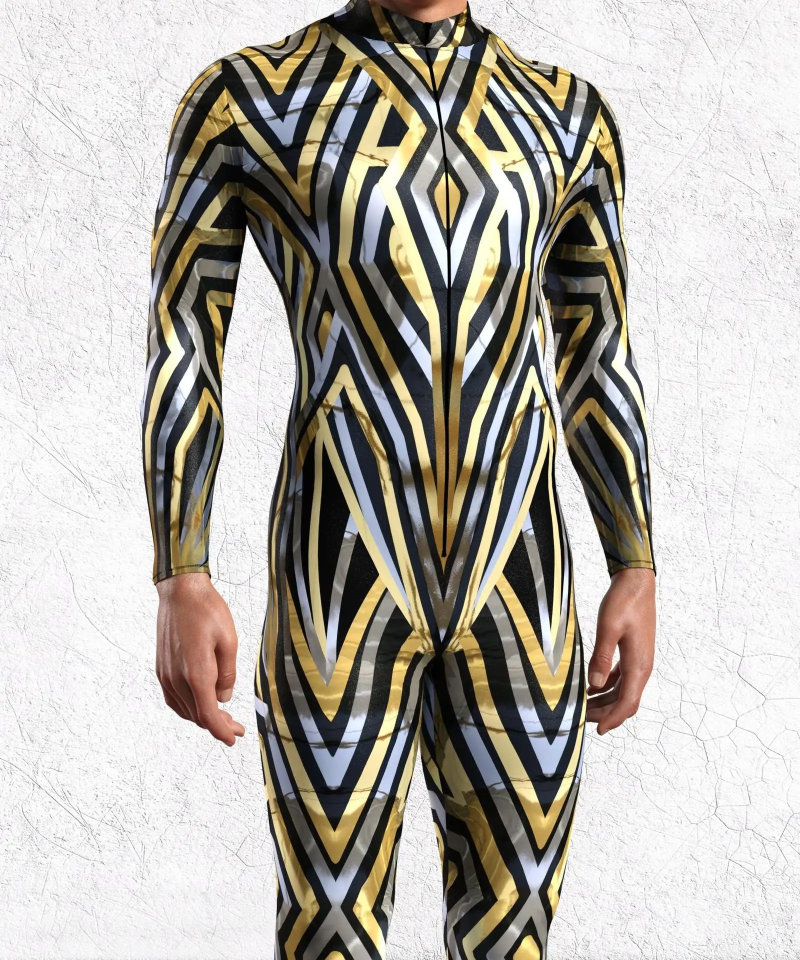 Herren Sexy Bunter Print Bodysuit Punk Morphsuit Halloween Roboter Zentai Anzug Feiertagsparty Jumpsuit Rave Cosplay Kostüm – Detail 5