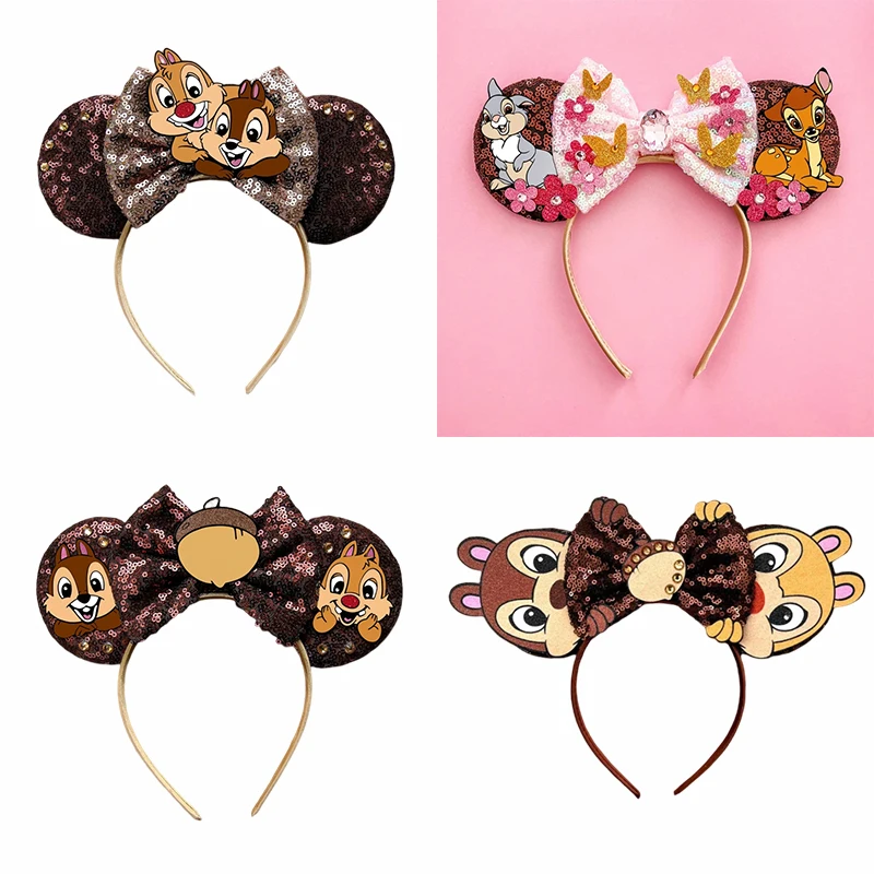 Disney Cartoon Chip 'n' Dale Head Band Girls Bow Headband Kids Gift Fall Winter Hair Accessories Anime Dale Ears Hairbands Women