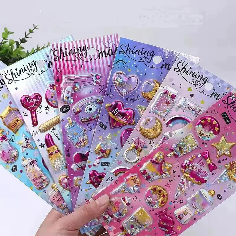 

3D Glitter Shining Stickers Self-Adhesive Bling Craft Shaking Puffy Foil Sticker for Decorative Scrapbooking Girls DIY Gift Toy