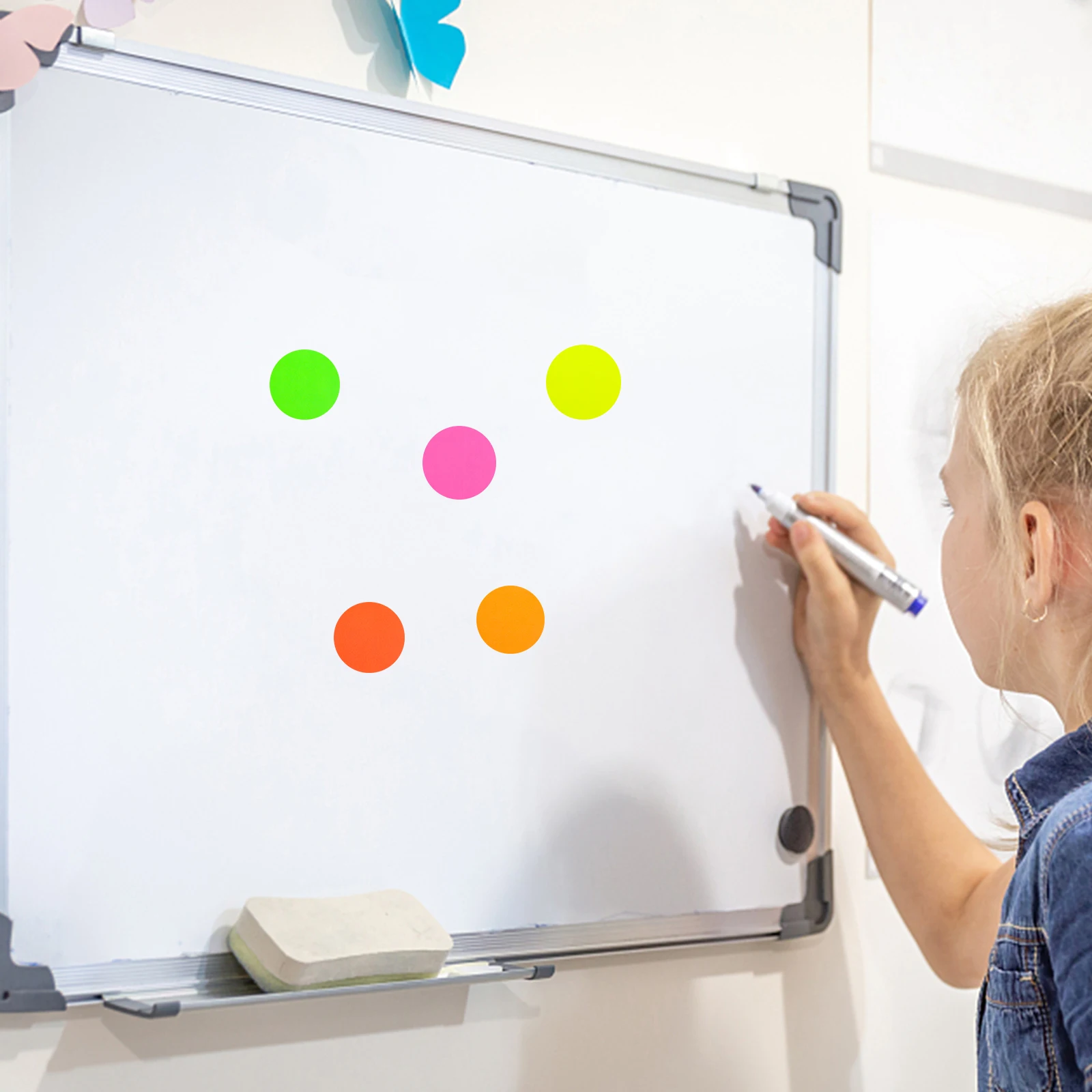 

100Pcs Round Colorful Dot Stickers Multi-Function Stickers Dry Erase Adhesive Labels Office School Organization