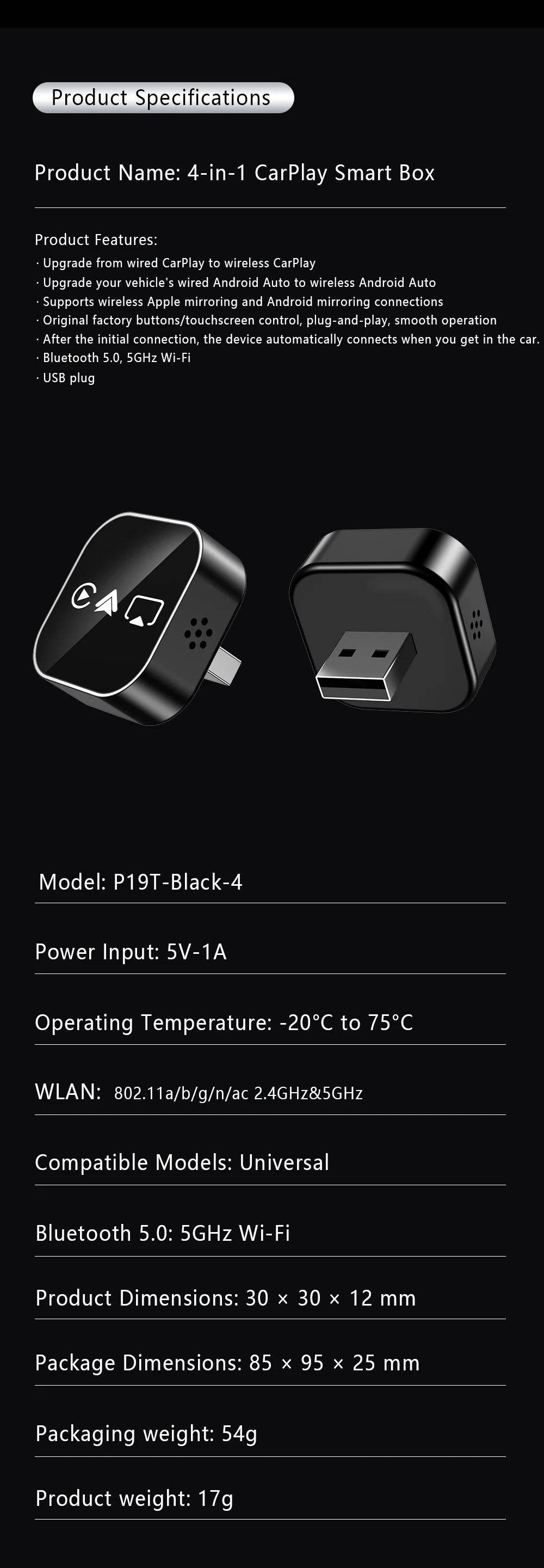 4-in-1 Upgrade Carplay Android Auto Adapter USB-Dongle Mirror Link Screen Plug&Play Intelligentes Auto-System für Apple und Android – Detail 16