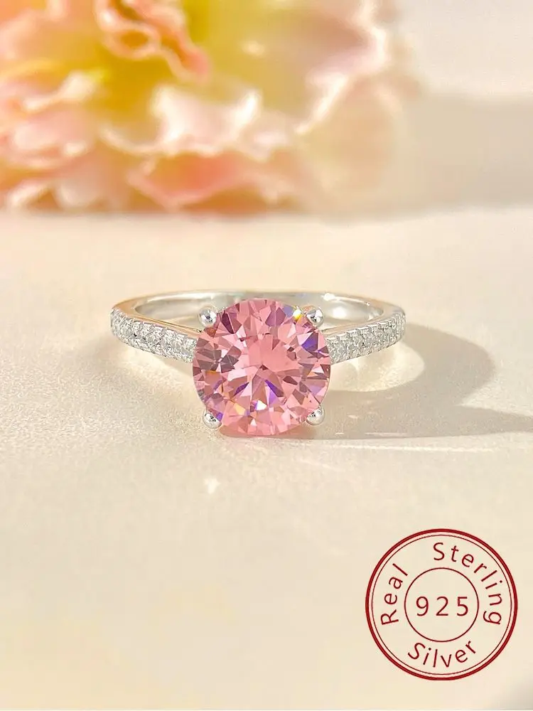 

925 Sterling Silver Gorgeous 2 Carat Pink Blue Zircon Ring For Women Engagement Wedding Luxury Fashion High Quality Fine Jewelry