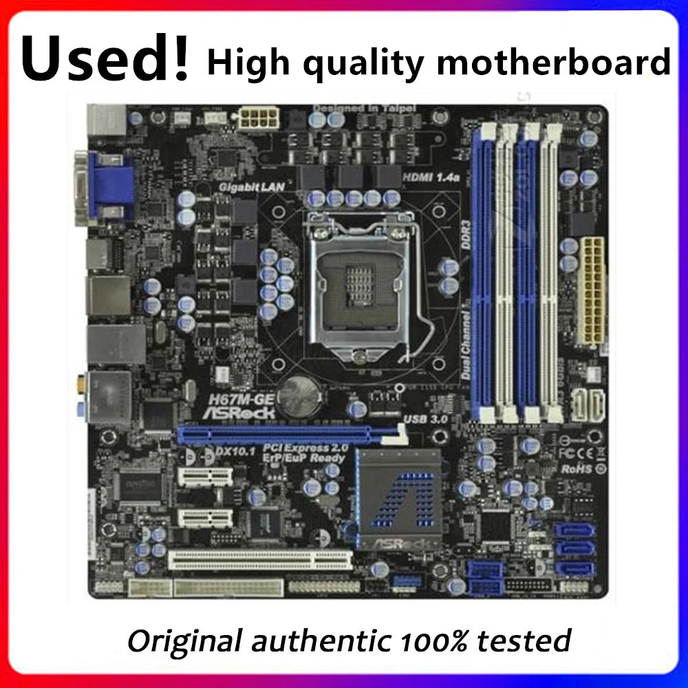 

For ASRock H67M-GE Desktop Computer Motherboard LGA 1155 DDR3 For Intel H67 LGA1155 Desktop Mainboard SATA II Used