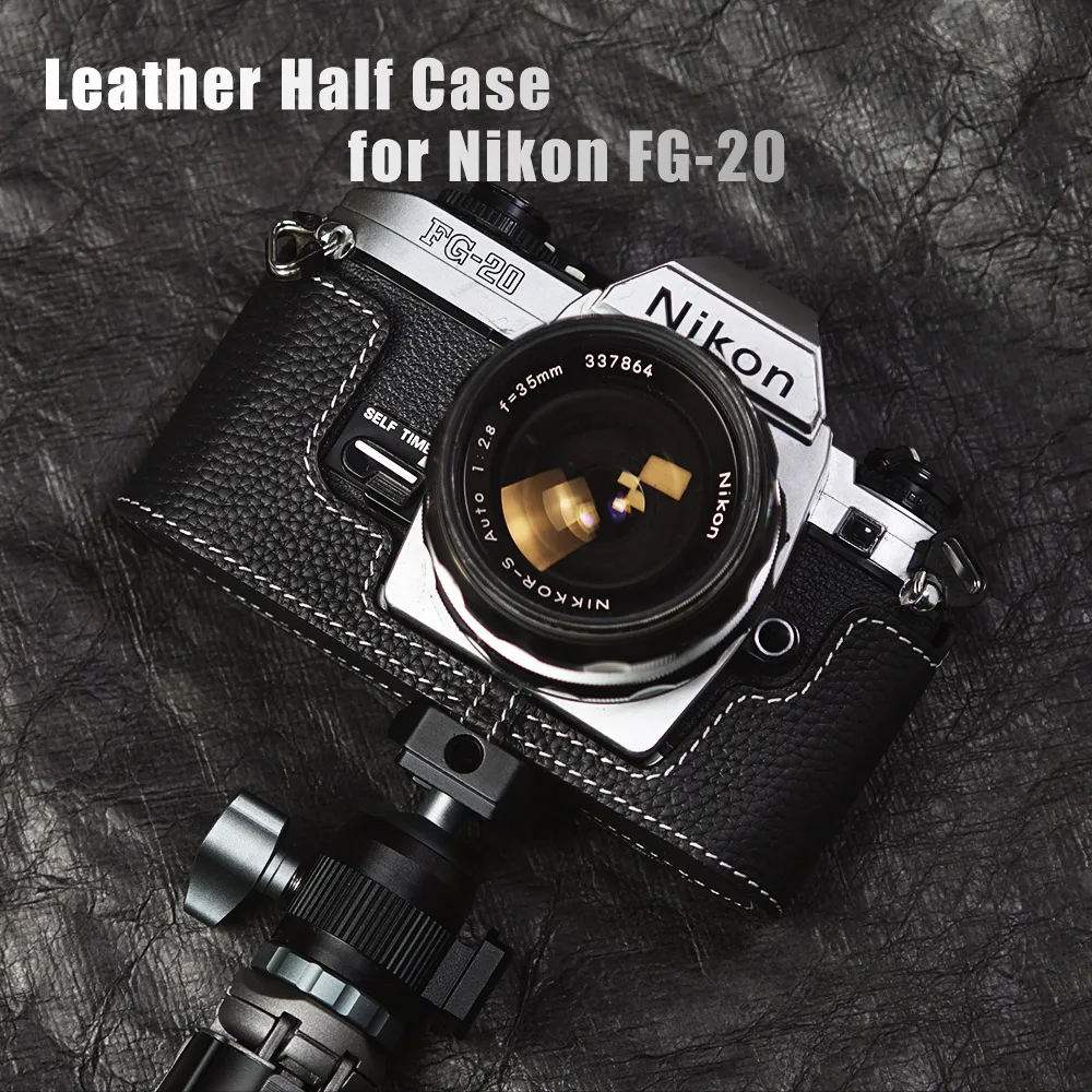 

For Nikon FG-20 Case Leash Camera Strap Leather Camera Half Case Camera Genuine Leather Bag FG 20 Case Handmade Half Case