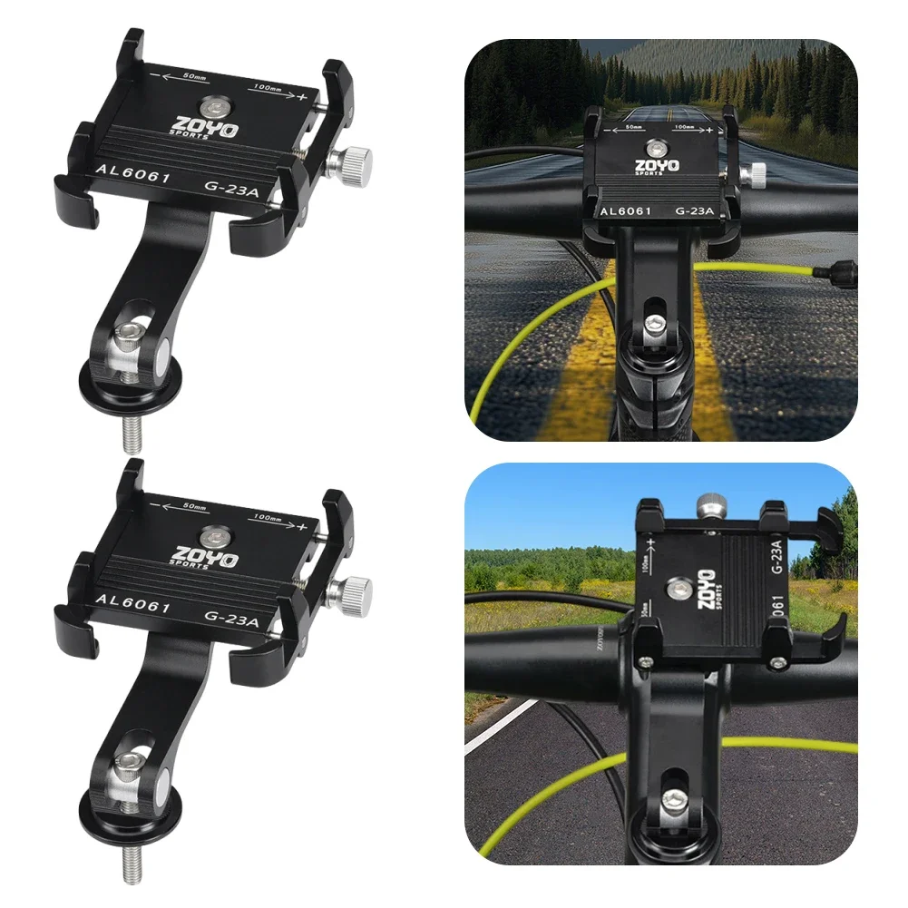 

Bicycle Motorcycle Phone Holder Aluminum Alloy MTB Handlebar Cell Phone Stand 90 Degree Rotating Bike Phone Mount for 2-4 inch