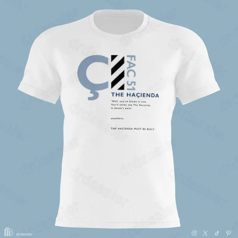 تي شيرت "HACIENDA FAC51" من مصنع مادشستر لعيد الميلاد السعيد يجب أن يكون بناء الطلب الجديد