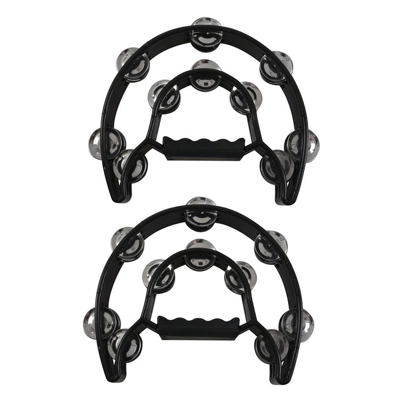 2X Compact Double Half Moon Music Tambourine Percussion Tamborine Drum Durable