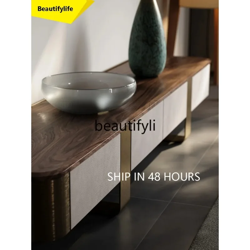 2003 North American Black Walnut Wood Coffee Table and TV Cabinet Set Italian Light Luxury Designer Coffee Table