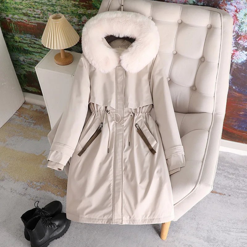 2026 Winter Jacket New Detachable Liner Parker Cotton Coat Women Parkas Thicke Mid Long One-piece Three-piece Parker Cotton Coat
