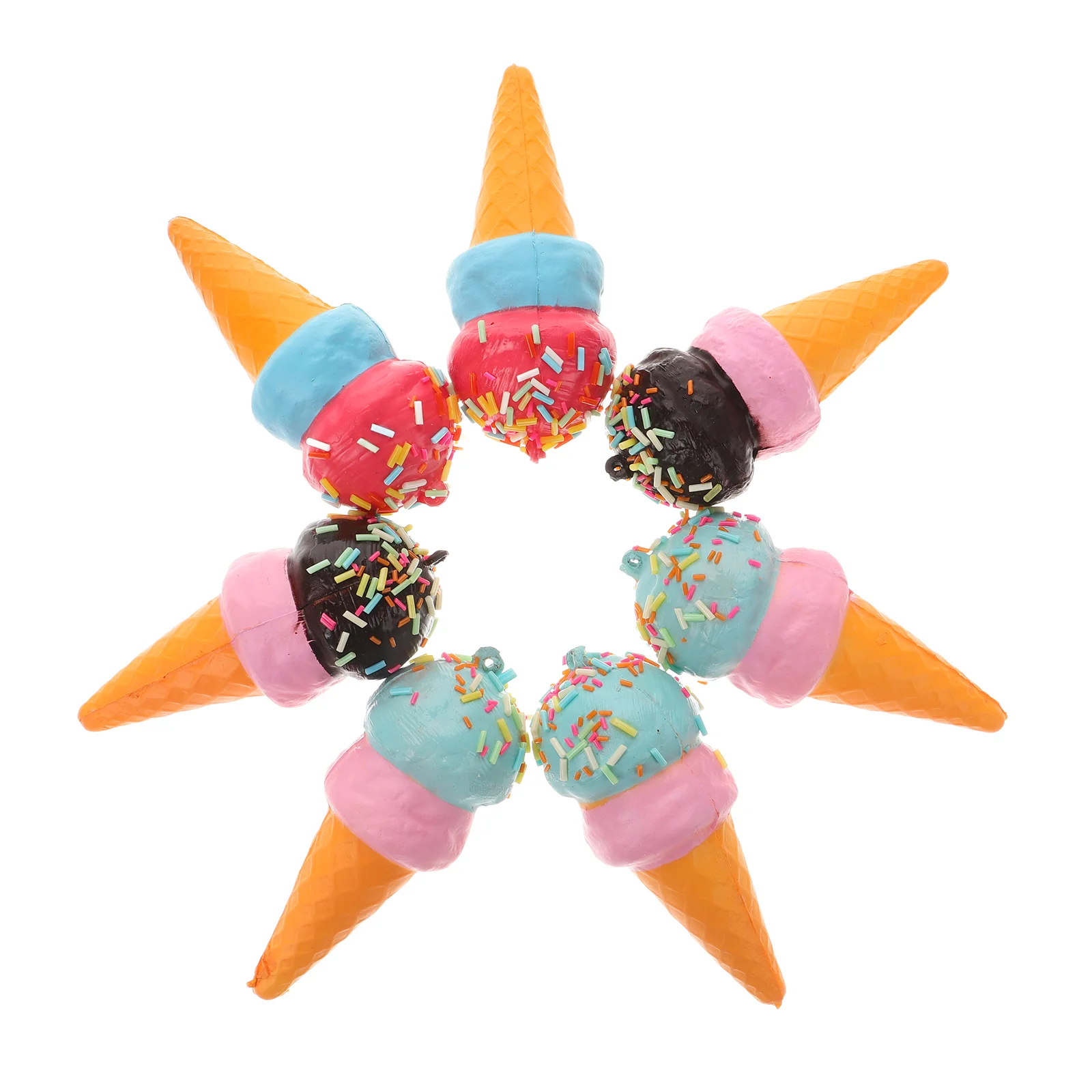 7 Pcs Simulation Ice Cream Fake Dessert Model Artificial Display Toy Cone Child