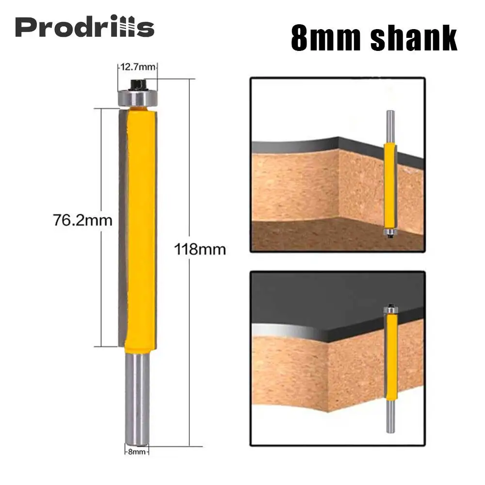 Prodrill 8mm Shank Flush Trim Router Bit with Top Bearing Woodworking Tools