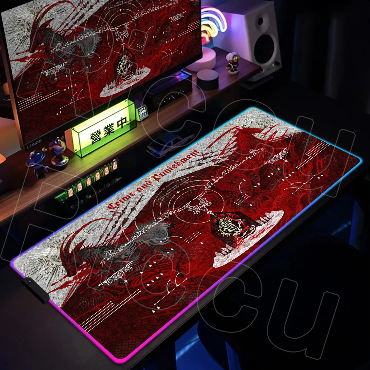 

RGB HD XXL dark style Gothic Mouse Pad Large Gaming Table Cushion Non-slip Laptop Tablet Mousepad LED Desk Mat PC Accessories