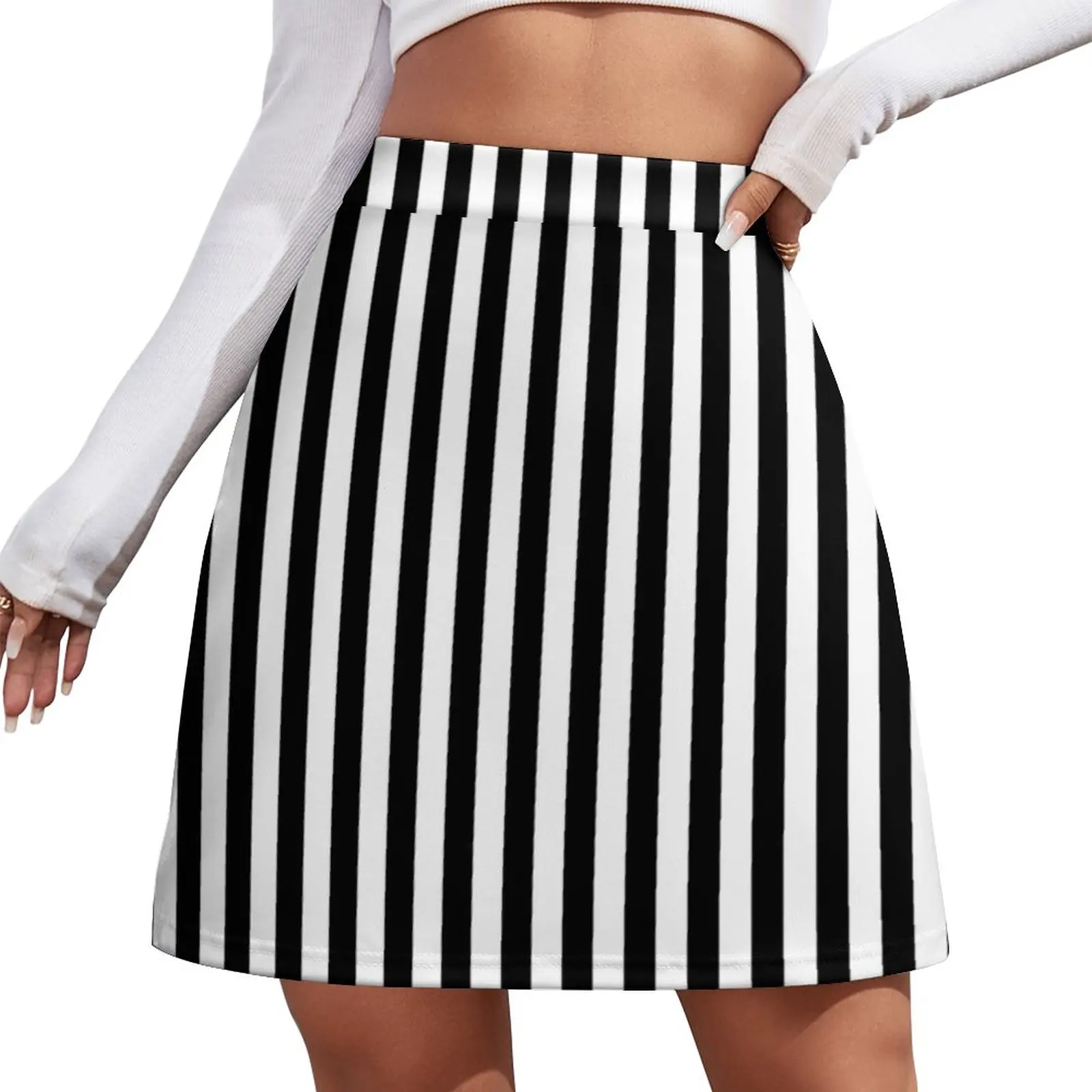 

Cabana Stripes Black and White Mini Skirt Women clothing new in external clothes short skirts for women