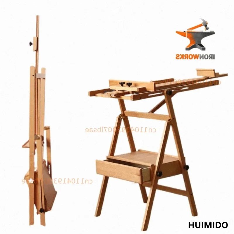 Sketch and oil painting easel with drawer tray, can be placed horizontally or vertically, and can be used as a display stand