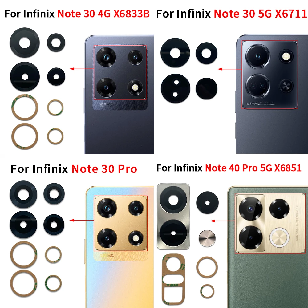 Good quality Camera Glass For Infinix Note 30 4G 5G 40 Pro 5G X6833B X6832 X6851 Rear Back Camera glass Lens With Glue Adhesive
