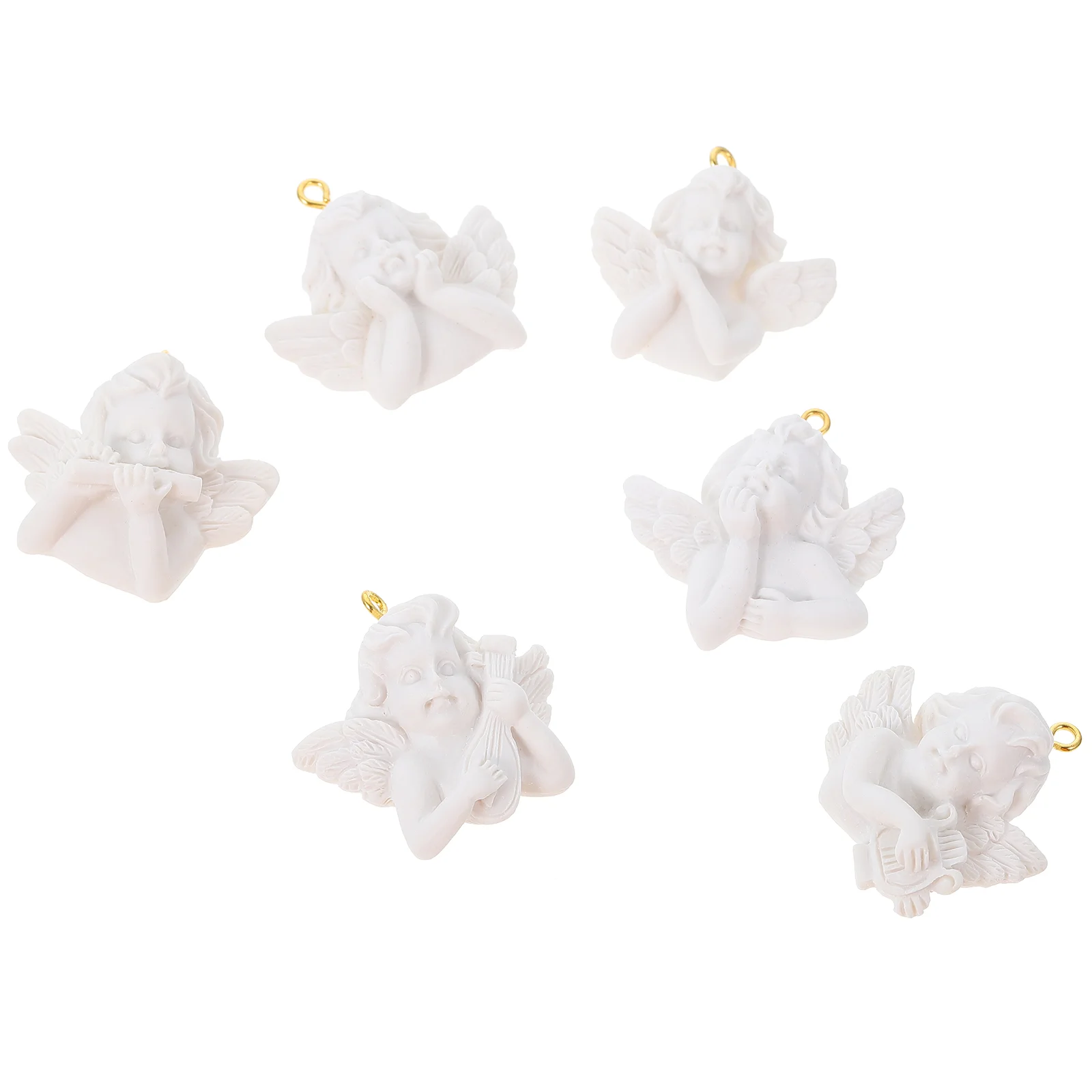 

12 Pcs Winged Angel Statue Necklace Charms Jewelry DIY Decorate Cherub Figurines Brooches Accessory Resin