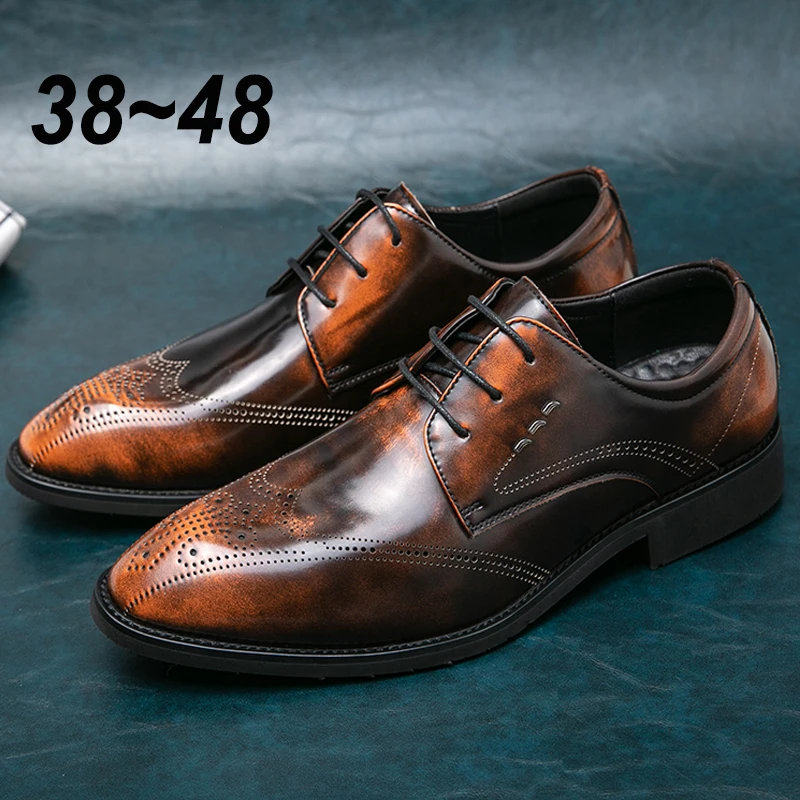 Newest Italian Oxford Shoes for Men Luxury Patent Leather Man Wedding Pointed Toe Dress Formal Casual Shoes Business Derby 38-48